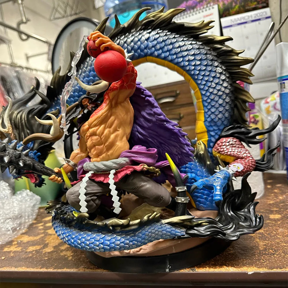 33cm One Piece Kaido Figure Black Pearl Dragon Four Emperors Scene Pvc Large Model Animation Ornaments Decorate Birthday Gifts