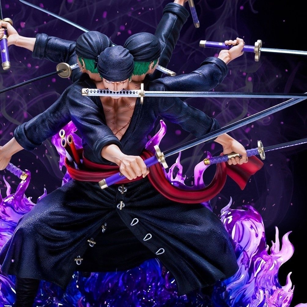 Roronoa Zoro Anime Figure One Piece luffy's crew pvc model Statue 40Cm Boxed